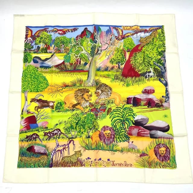 Hermès Carre 90 Nuba Mountain Scarf 100% Silk White in White Silk from The Reluxe, photo 1 of 1