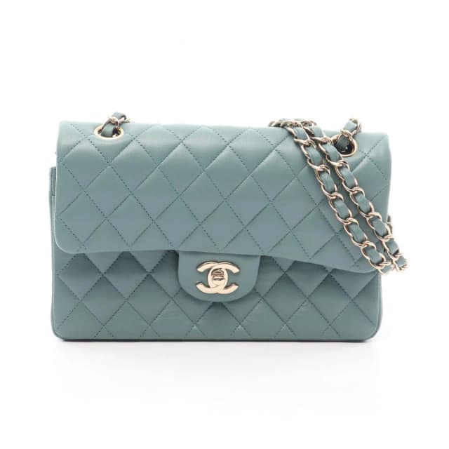 Chanel Shoulder Bag Quilted Double Flap Smoked Blue Lambskin Chain in Blue Lambskin from The Reluxe, photo 1 of 1
