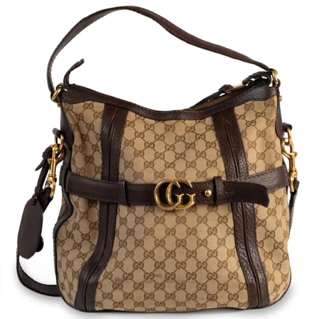 Gucci Running Satchel GG Monogram Canvas Bag - Brown in Brown Coated canvas from H&T, photo 1 of 1