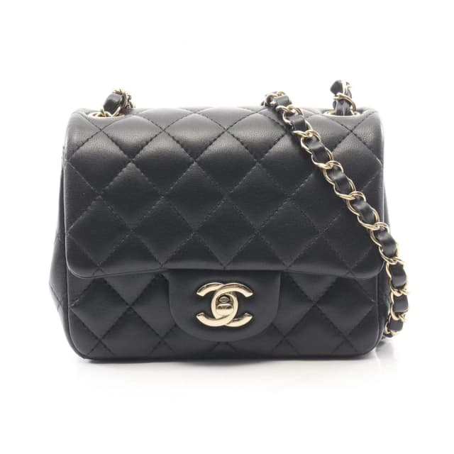 Chanel Shoulder Bag Mini Quilted Black Lambskin Chain in Black Lambskin from The Reluxe, photo 1 of 1