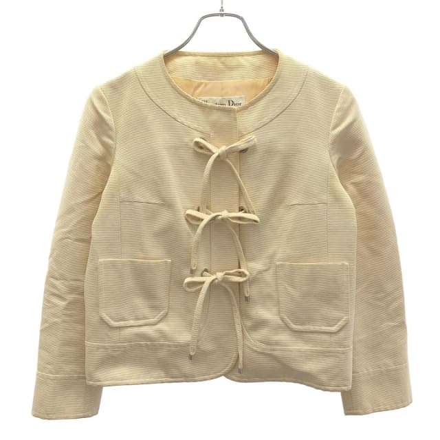 Dior by John Galliano Lace-up Collarless Jacket Ivory in White from The Reluxe, photo 1 of 1