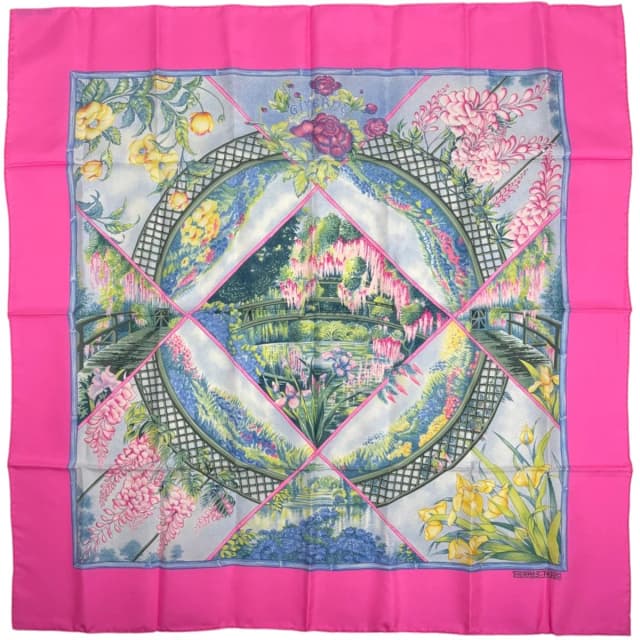 Hermès Carre 90 Giverny Scarf Garden Flower Silk Pink Multicolor in Pink Silk from The Reluxe, photo 1 of 1