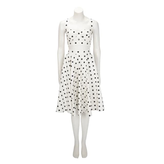 Dolce & Gabbana Polka Dot Crop Top & Skirt IT 40 in White from Blue Spinach, photo 1 of 1