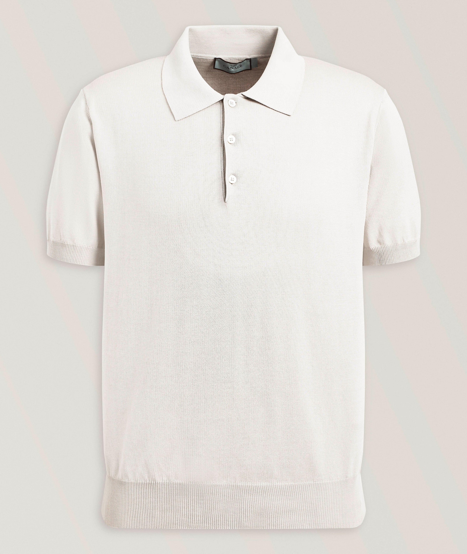 Canali Cotton Knit Polo in White Cotton & Cotton Blends, image 1 of 1 from Harry Rosen