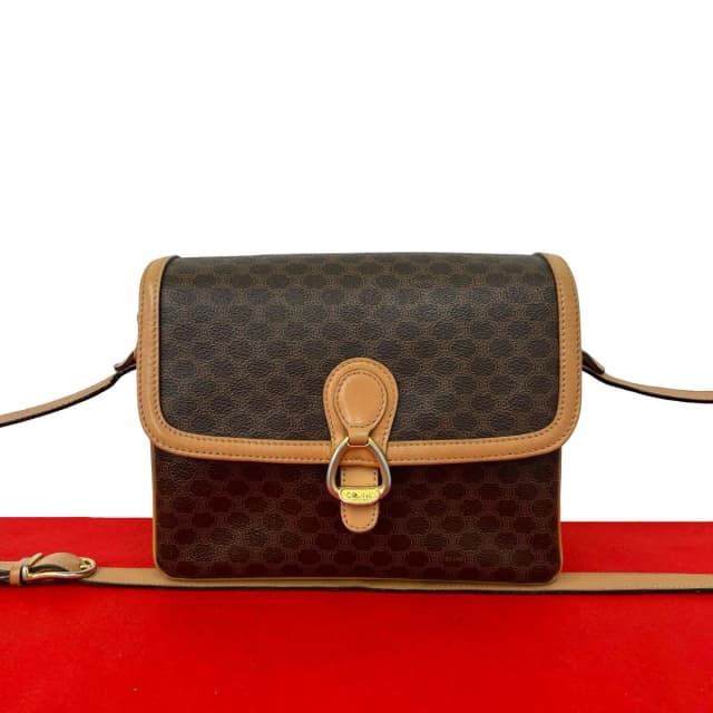 Celine Vintage Macadam Blason Triomphe Logo Pattern Leather Shoulder Bag Brown in Brown Leather from The Reluxe, photo 1 of 1