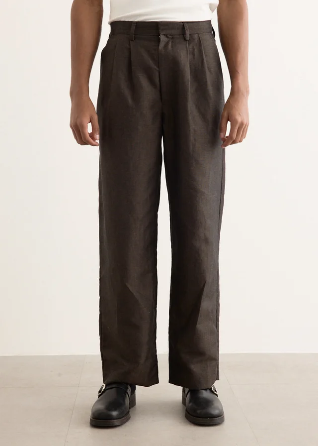 Commas Wool Linen Tailored Trousers in Chocolate, image 1 of 1 from Incu