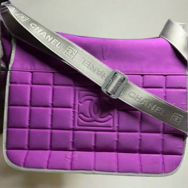 Chanel Purple Nylon Sport Line Chocolate Bar Messenger in Brown Nylon from SparklesnDreams, photo 1 of 1