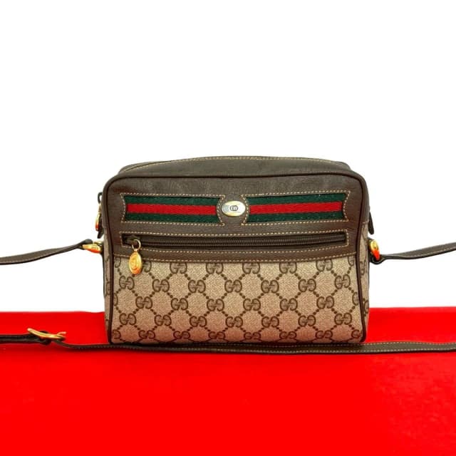 Gucci Vintage Sherry Line GG Logo Leather Shoulder Bag Pochette Brown in Brown Leather from The Reluxe, photo 1 of 1