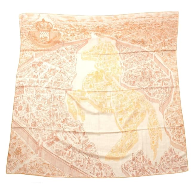 Hermès Carre Geant 140 Cashmere Silk la Nouvelle Cite Cavaliere Scarf Beige in Beige Silk from The Reluxe, photo 1 of 1