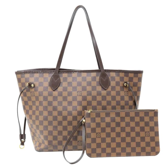 Louis Vuitton Neverfull MM Damier Ebene Tote Bag Red in Brown Canvas from Dallas Designer Handbags, photo 1 of 1