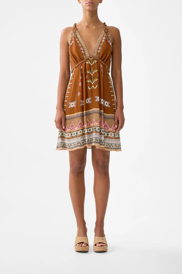 Camilla eBoutique SHORT FLARED DRESS WITH MACRAME DETAIL FABRIC OF TIME, image 1 of 1 from CAMILLA
