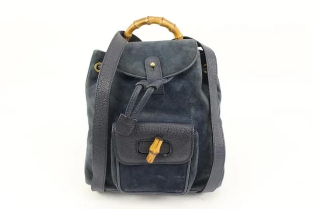Gucci Navy Suede Bamboo Mini Backpack in Navy Suede from Bagriculture, photo 1 of 1