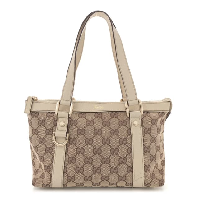 Gucci GG Monogram Small Abbey Tote Off White Canvas Bag - Off White in White Canvas from H&T, photo 1 of 1