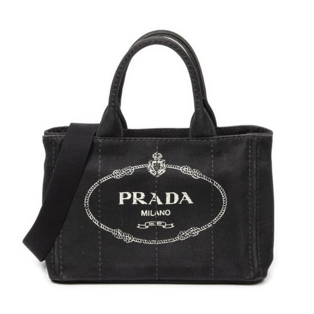 Prada Canapa Small Tote Bag Black Canvas in Black Canvas from The Reluxe, photo 1 of 1