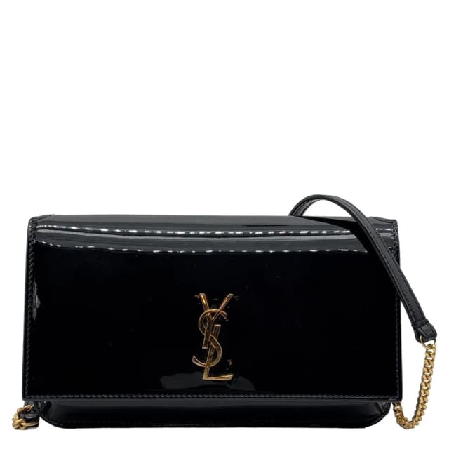 Saint Laurent Patent Leather Phone Holder Black in Black Patent leather from Dallas Designer Handbags, photo 1 of 1