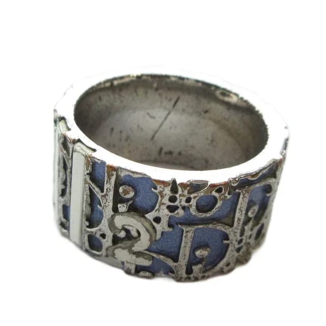 Dior Ring Logo Trotter Pattern Blue Silver in Blue from The Reluxe, photo 1 of 1
