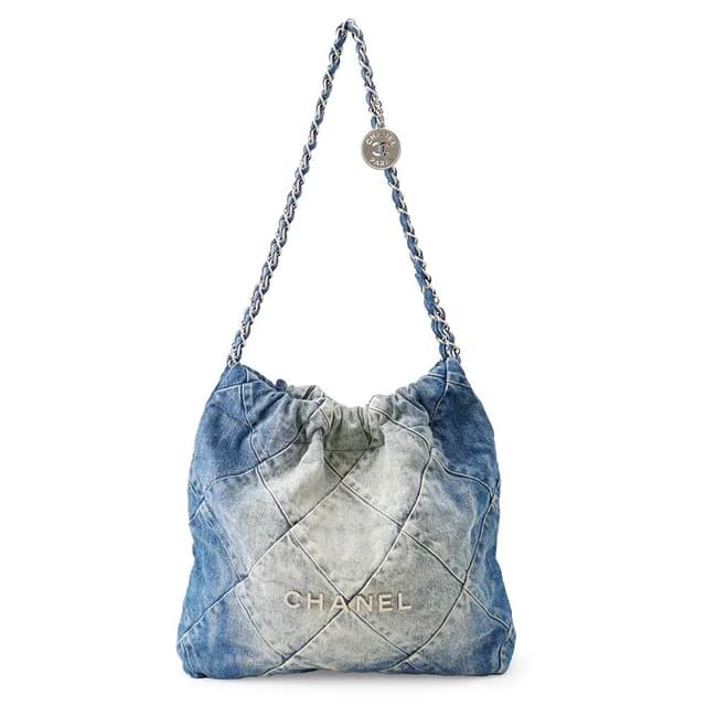 Chain Shoulder Bag Chanel 22 Quilted Small Denim in Denim from The Reluxe, photo 1 of 1