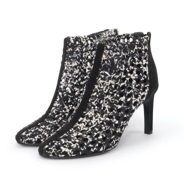 Hermès Braided Silk Ankle Boots 37 in Black & White Silk from Blue Spinach, photo 1 of 1