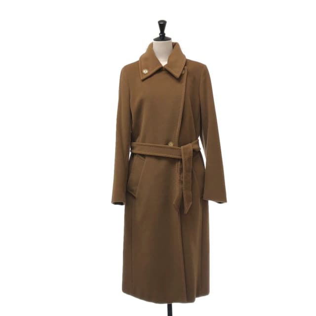 Max Mara Belted Coat Logo Fully Lined 42 Brown in Brown Wool from The Reluxe, photo 1 of 1