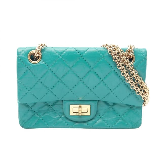 Chanel Shoulder Bag 2.55 Green Calfskin Mini Quilted Chain in Green Calfskin from The Reluxe, photo 1 of 1