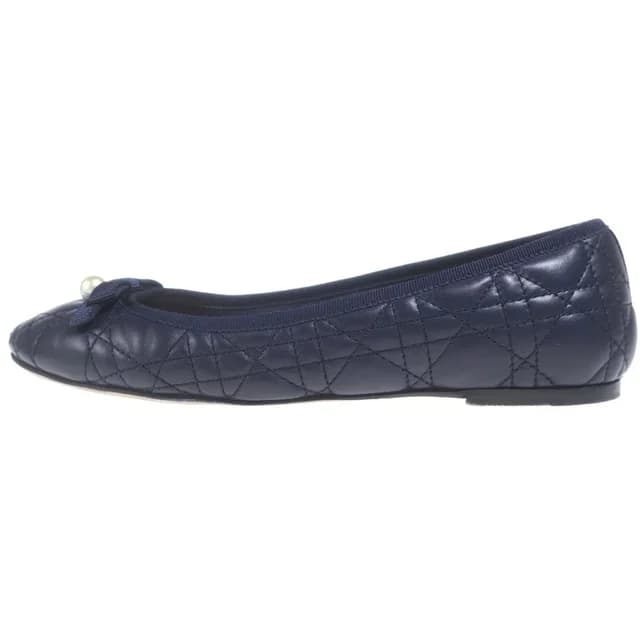 Dior Cannage Quilted Leather Valeri Shu Flat Navy 38 in Navy Leather from The Reluxe, photo 1 of 1