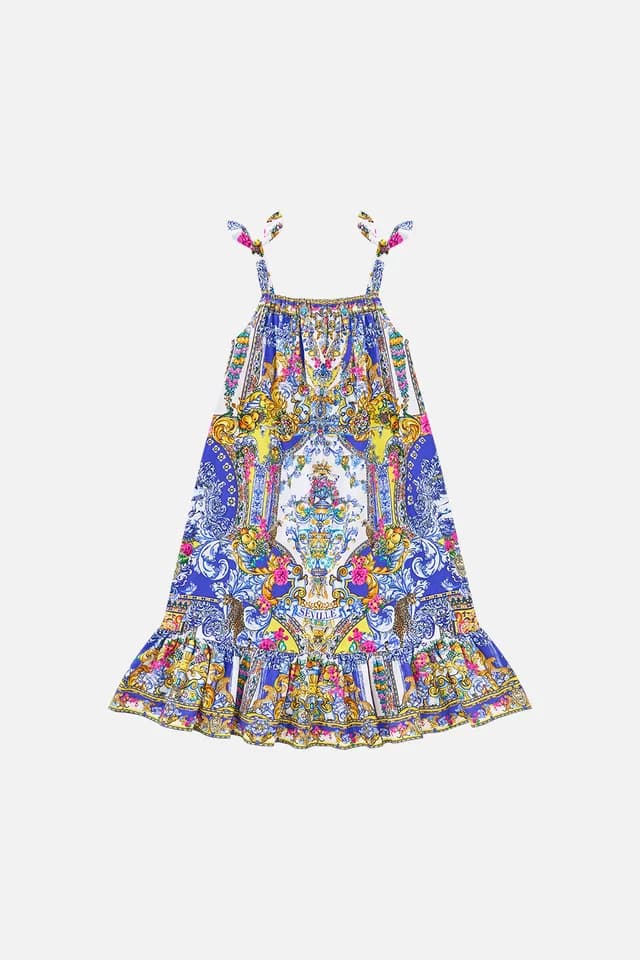 Camilla eBoutique KIDS DRAWSTRING MAXI DRESS WITH BOW STRAPS ESPAÑA NIRVANA, image 1 of 1 from CAMILLA