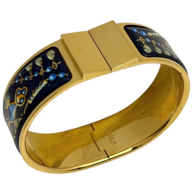Hermès Enamel GM Location Cloisonne Bangle Gold Plated Blue Bracelet in Blue from The Reluxe, photo 1 of 1