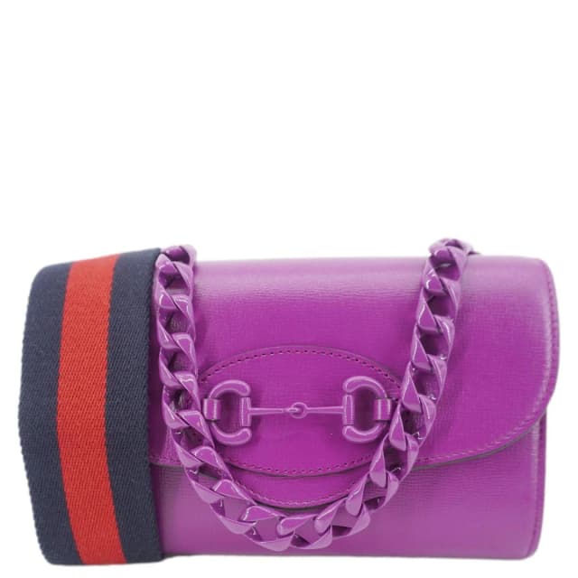 Gucci Horsebit 1955 mini Leather Shoulder Bag Purple 724713 in Purple Leather from Dallas Designer Handbags, photo 1 of 1