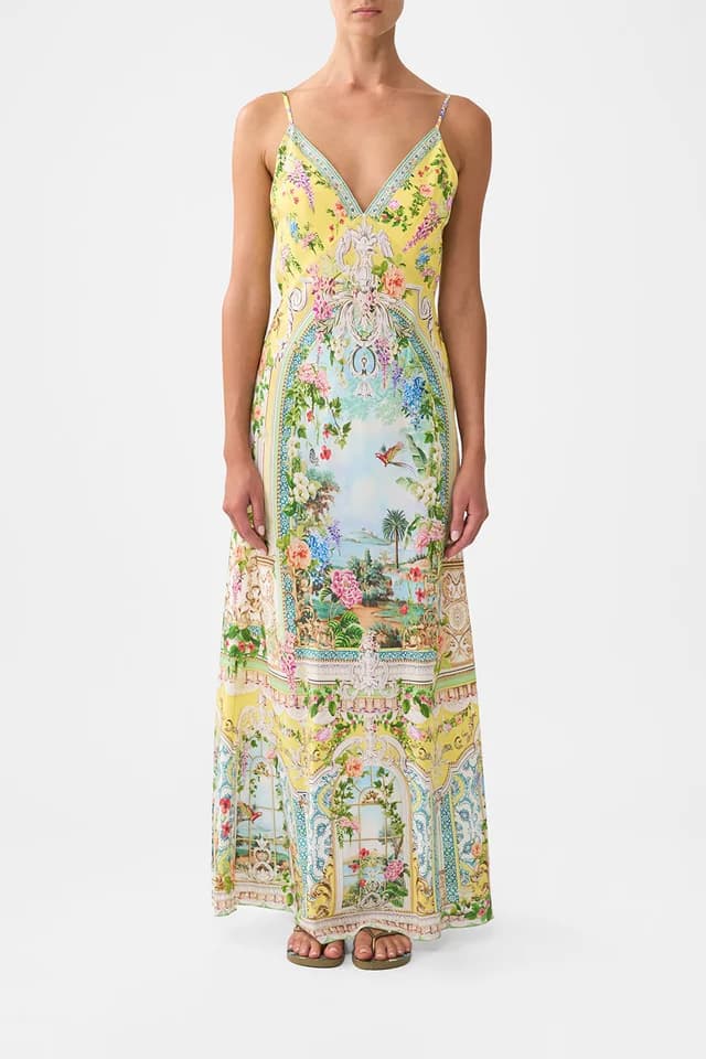 Camilla eBoutique V NECK FULL LENGTH BIAS SLIP DRESS TALES OF TOPKAPI PALACE, image 1 of 1 from CAMILLA