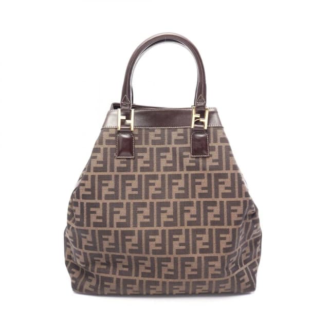 Fendi Tote Bag Zucca Black Brown Canvas Leather in Black Canvas from The Reluxe, photo 1 of 1