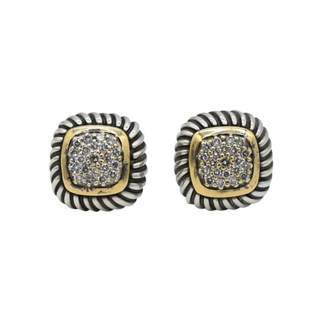David Yurman Two-Tone Albion Pave Diamond Stud Earrings from Clotheshorse Anonymous, photo 1 of 1