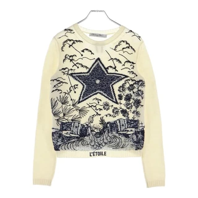 Dior Letoile Embroidery Cashmere Silk Knit Sweater White in White Silk from The Reluxe, photo 1 of 1
