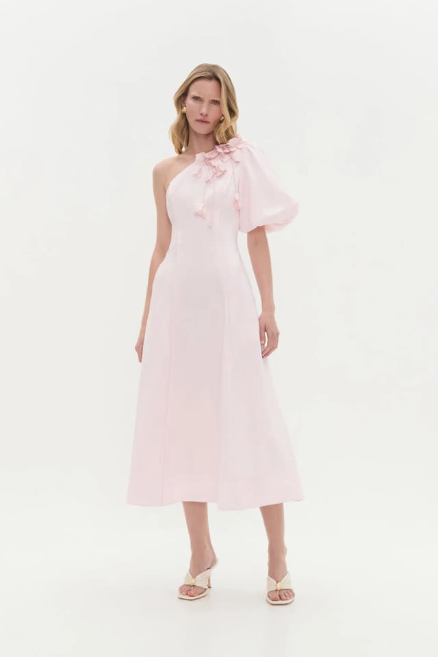 AJE Camille Midi Dress in PASTEL PINK, image 1 of 1 from Aje