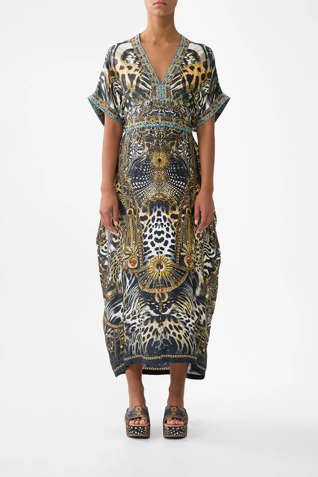 Camilla eBoutique SHORT SLEEVE KAFTAN WITH TIE WAIST FELINE FOLKLORE, image 1 of 1 from CAMILLA