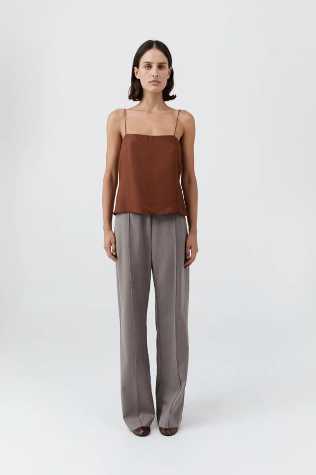 St Agni 90s Silk Twill Cami - Brick, image 1 of 1 from St. Agni