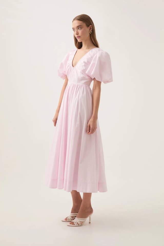 AJE Esmerie Midi Dress in PASTEL PINK, image 1 of 1 from Aje