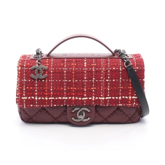 Chanel Shoulder Bag Air Line Quilted Top Handle 2-Way Red Fabric Leather Chain in Red Leather from The Reluxe, photo 1 of 1