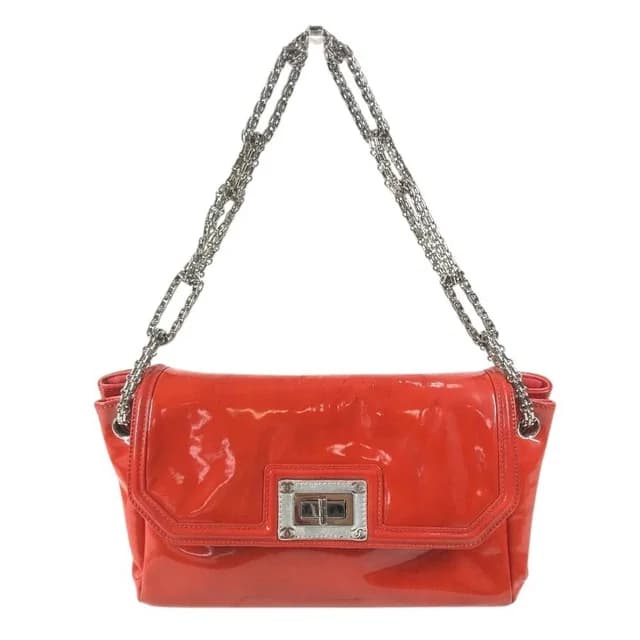 Chanel Shoulder Bag Logo Patent Leather Red Orange in Red Patent leather from The Reluxe, photo 1 of 1