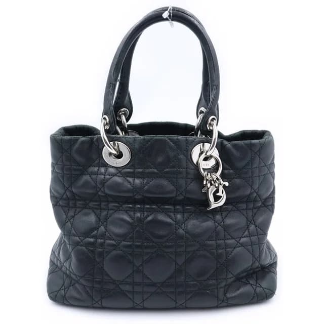 Dior Cannage Handbag Black Leather Silver in Black Leather from The Reluxe, photo 1 of 1