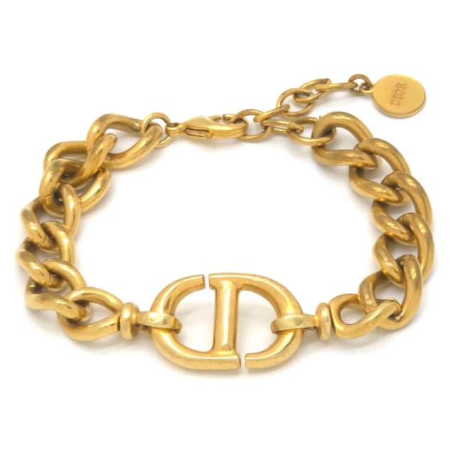 Dior CD Navy Bracelet Gold Tone Metal 22.5 in Navy from The Reluxe, photo 1 of 1