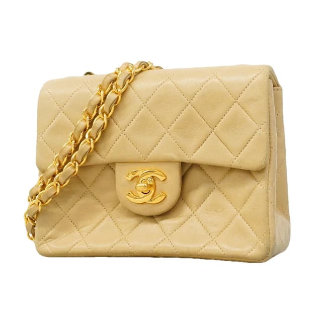 Chanel Shoulder Bag Mini Quilted Lambskin Beige Gold in Beige Lambskin from The Reluxe, photo 1 of 1
