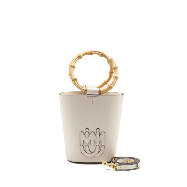 Miu Miu City Sport Bamboo Handle Bucket Bag Leather White GHW in White Leather from EMIER, photo 1 of 1