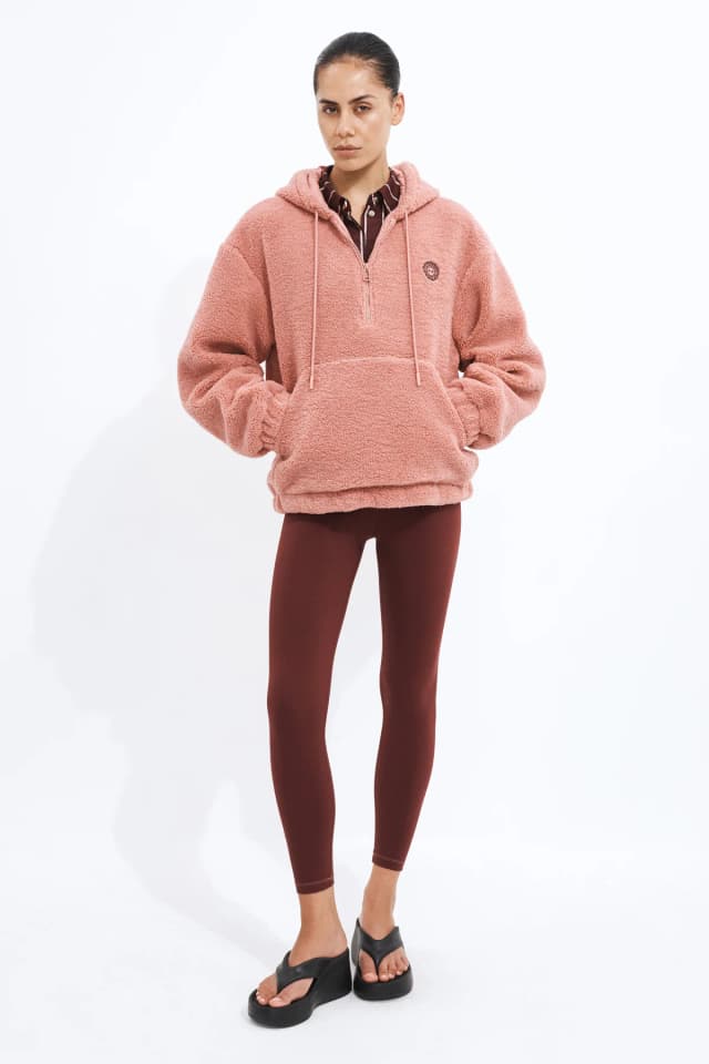 Athletica Sherpa 1/4 Zip Jumper in ROSE TAN, image 1 of 1 from Aje