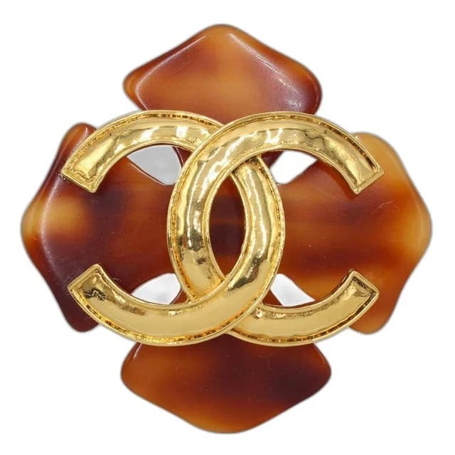 Chanel CC Logo Tortoiseshell Cross Motif Brooch from The Reluxe, photo 1 of 1