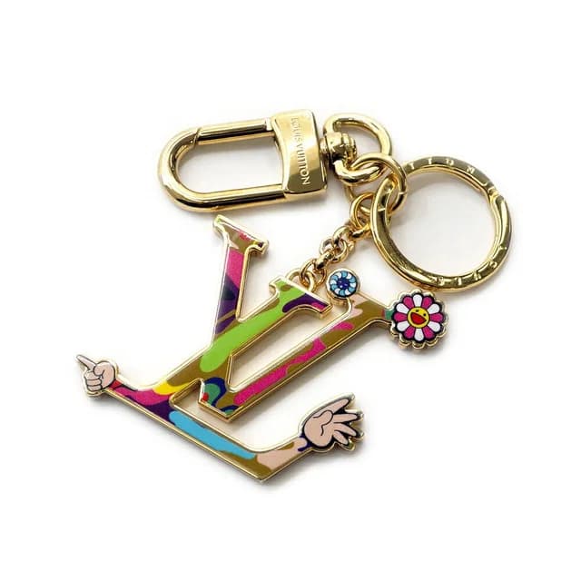 Louis Vuitton Key Ring Super Flat Takashi Murakami Gold Metal Key Holder in Gold from The Reluxe, photo 1 of 1