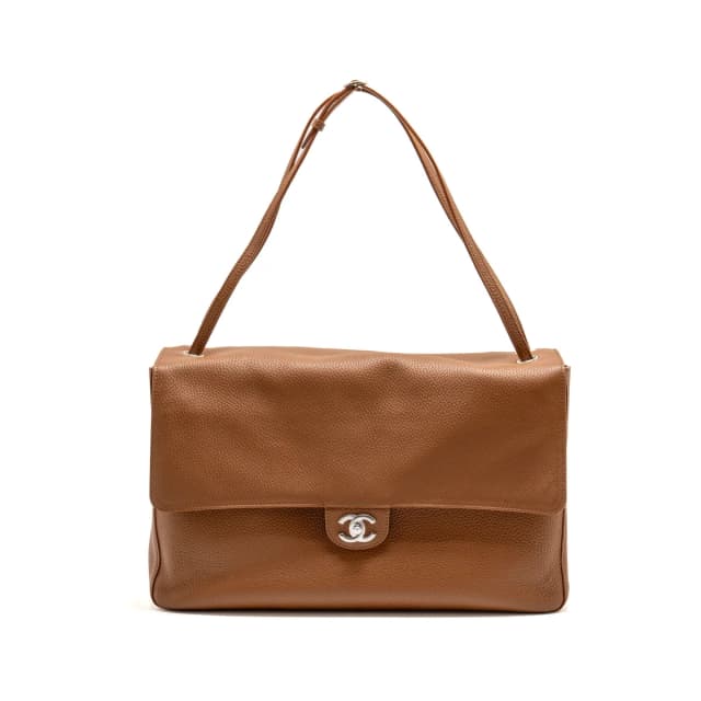 Chanel 26S Maxi Flap Bag Grained Calfskin Camel SHW (Microchip) in Brown Caviar leather from EMIER, photo 1 of 1