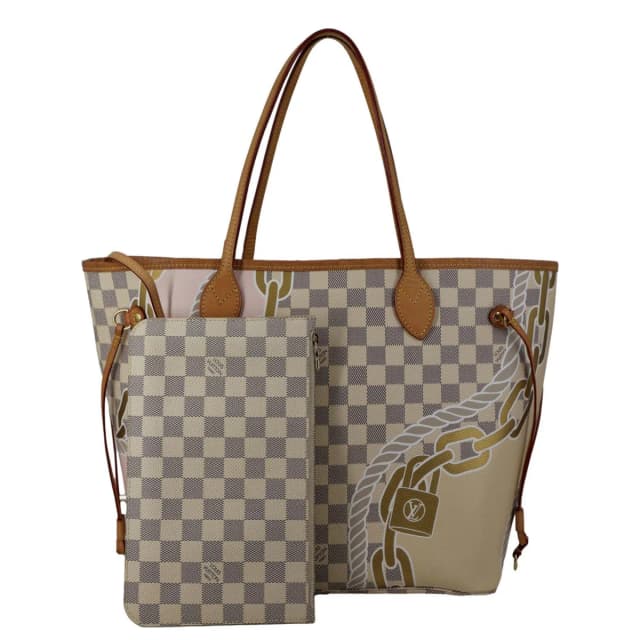 Louis Vuitton Neverfull Nautical MM Damier Azur Tote Shoulder Bag White in White Canvas from Dallas Designer Handbags, photo 1 of 1