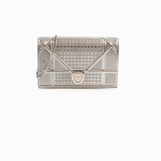 Dior Diorama Wallet On Chain WOC Silver in Silver Patent leather from The Purse Affair, photo 1 of 1