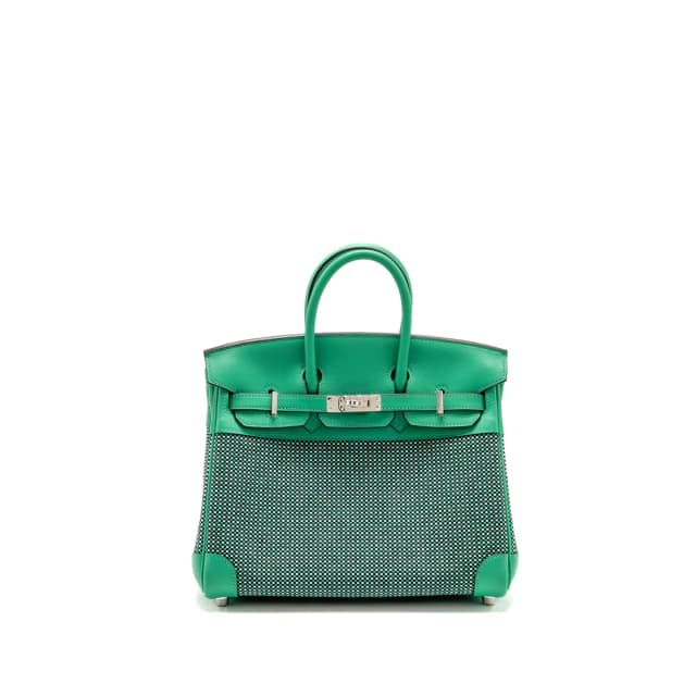 Hermès Birkin 25 Toile Quadrille/Swift Noir-Blanc-Menthe/ SHW Stamp B in Black Swift leather from EMIER, photo 1 of 1