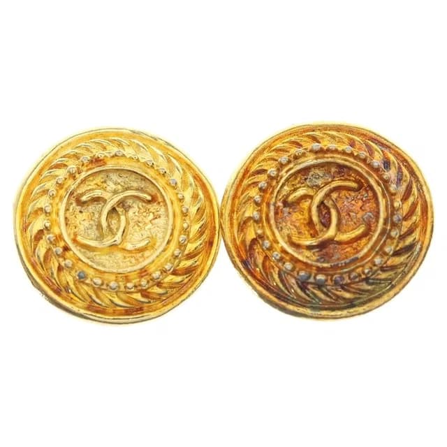 Chanel CC Logo Round Earrings Gold in Gold from The Reluxe, photo 1 of 1